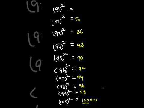 Square number 91 to 100 #squaring #mathstricks #tnpscsimplification #vedicmaths #shorts #yt