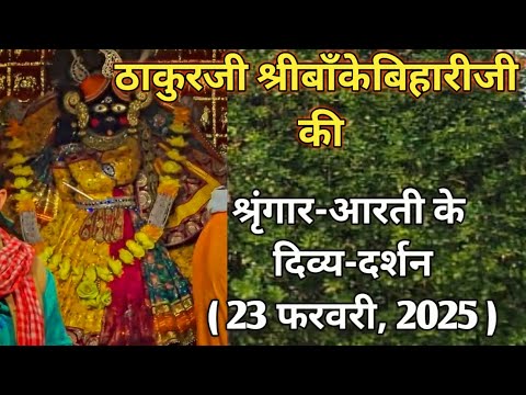 ⚜️श्रीबाँकेबिहारीजी की श्रृंगार-आरती दर्शन||[23फरवरी,2025]⚜️🌺 #youtube#radha#laddugopal#bankebihari🌺