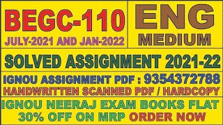 BEGC 110 ENGLISH MEDIUM SOLVED ASSIGNMENT 2021-22 | FOR PDF WHATSAPP ON 9354372788
