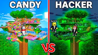 JJ dan Mikey vs Teman-teman: Pertarungan Membangun Rumah Pohon CANDY vs HACKER di Minecraft! - Ma...