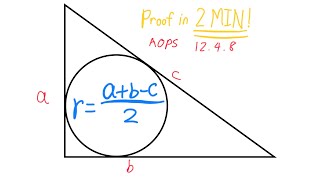 AOPS 12.4.8: Right Triangle Inradius Proof in 2 Min!