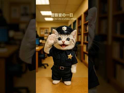 「むぎの警察の仕事の1日に密着」#cat #バイト #マンチカン #動物 #cute #猫 #shorts