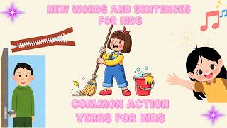COMMON ACTION VERBS for Kids |Kids vocabulary|New Words and Sentences  for kids