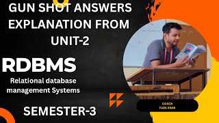RELATIONAL DATABASE MANAGEMENT SYSTEMS (RDBMS)|UNIT-2|| SEMESTER-3 ||IMPORTANT ANSWERS EXPLANATION