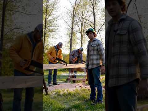 Spring Build in the Village – 3 Men, Hand Saw ASMR 🌳🪚