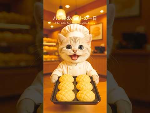 「むぎのパン屋バイトの1日に密着」#cat #バイト #マンチカン #cute #猫 #動物 #shorts