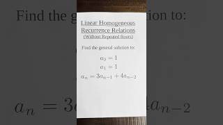 Linear Homogeneous Recurrence Relations w/o Repeated Roots #linearrecurrence #discretemathematics