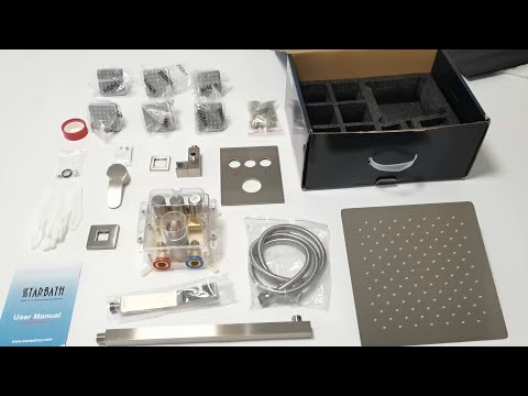 STARBATH Wall Mounted Shower System with 6 Body Jet Push Button Brushed Nickel Unboxing