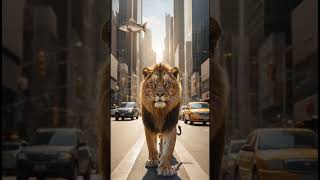 "King of the Jungle: A Lion in the City  #LionInTheCity #MajesticBeast #UrbanWildlife