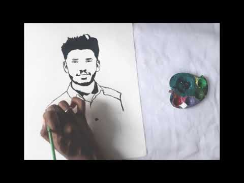 Acrylic portrait painting/STENCIL ART/black and white vector art