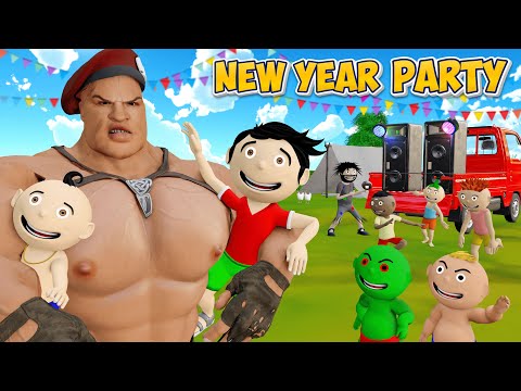 Bittu Sittu in New Year Party | Happy New Year 2025 | New Year Wala Cartoon