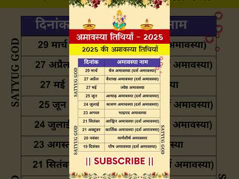 Amavasya kab hai \ Amavasya dates 2025 \ Amavasya list 2025 \ 2025 की अमावस्या तिथियाँ #amavasya