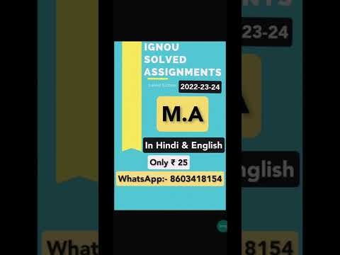 Ma ignou solved assignment Only ₹25 ll 2022-23-24 In English and Hindi WhatsApp:- 8603418154 #ignou