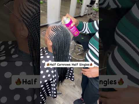 Half Cornrows Half Singles by The Braiding House.