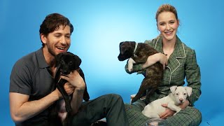 Rachel Brosnahan And Michael Zegen Play With Puppies While Answering Fan Questions