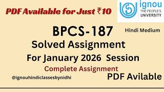 BPCS-187 Hindi Solved Assignment For January 2026 | Complete IGNOU Assignment PDF | #bpcs187