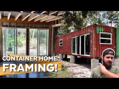 How I Framed My Shipping Container Home! Framing With Lumber