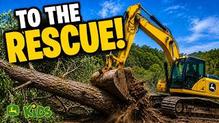 Bulldozers & Excavators To The Rescue! | John Deere Kids