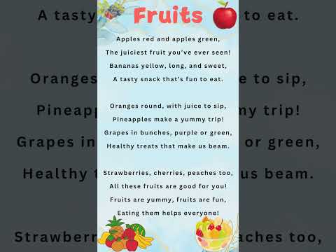 Fruits | English poems for kids | shorts poems for kids | #shorts #knowledgetreasure
