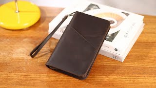 Polare RFID Blocking Full Grain Leather Passport Holder with AirTag Slot
