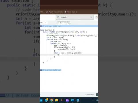 Java Trick to Find Kth Largest Subarray Sum! #shorts #GfGpotd