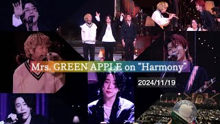 【Mrs.Green Apple】11/19 Harmony全曲高画質GALAXYultra ミセスハーモニー4k高画質→画質→詳細設定 2160p 座席レベル3