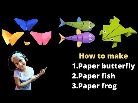Origami Easy Crafts for Kids,Easy Paper Crafts for Children,Paper Fish,Paper Frog,Paper Butterfly