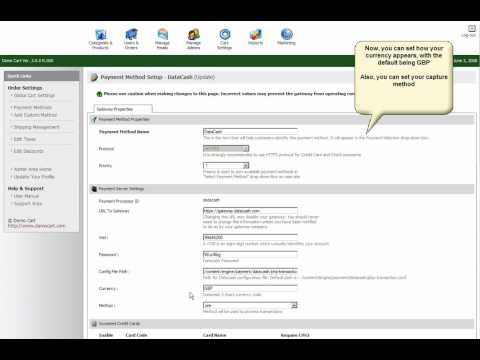 Pinnacle Cart: Setting up the Data Cash Gateway in PinnacleCart Shopping Cart