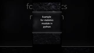 Statistics Module in Python #ai #technology #python