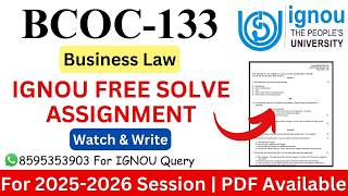 IGNOU BCOC-133 2025-2026 Solve Assignment | IGNOU Free Solve Assignment 2025-2026 | IGNOU |