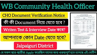 WB CHO Document Verification Notice 2026 | Jalpaiguri District | Complete Details