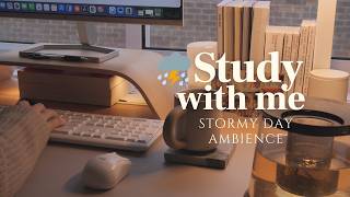 🌩️ 2-HOUR STUDY WITH ME Stormy Day | 🌧️ Rain & Thunder Sounds, ⌨️ Keyboard Typing | Pomodoro 25/5