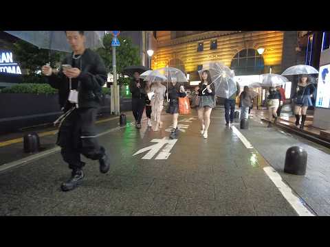 雨の大久保公園・夜の新宿歌舞伎町をお散歩！ラブホテル街！Relaxing Night Walk in Japan Tokyo, Rain Walk in Shinjuku Kabukicho