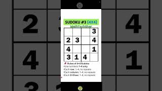 Sudoku Puzzle #3 (4x4 Medium)#sudoku  #puzzlechallenge  #brainteaser #brainchallenge  #mathchallenge
