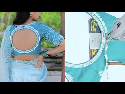 Blouse boat neck design stitching | Part-2 | Round shape back neck design@Pooja's_Saree_Sensations