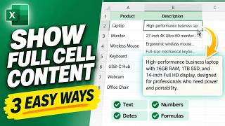 How to Show Full Cell Content in Excel | 3 Easy Ways
