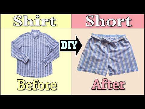DIY - CONVERT A OLD MAN SHIRT INTO A NICE SHORTS
