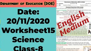 Class 8 Worksheet 15 Science English medium |Class 8 Science Worksheet 15 | Edu Villa Point