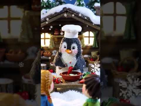 Penguin Chef Cooks with Kids in a Winter Forest House! 🐧🍳❄️ #Shorts