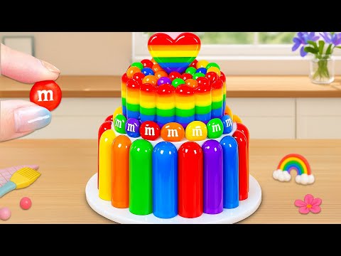 Non-sugar Rainbow Jelly Cake 🌊 How To Make 2-tier Miniature Cakes 🌈 Cake In Wonderland