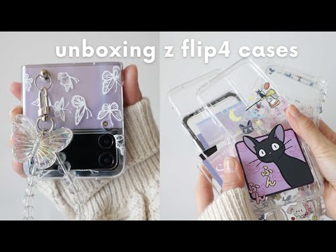 UNBOXING Samsung Galaxy Z Flip 4 Bora Purple Cases 💜 Aesthetic ASMR Decorating Z Flip4