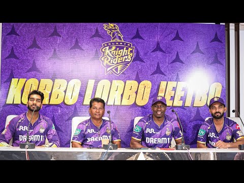 KKR Press conference ahead of IPL 2025• Ajinkya Rahane, Venkatesh Iyer, DJ Bravo, Chandrakant Pandit