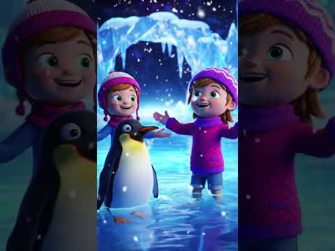 Penguin & Kids Swim in a Glowing Ice Pool! ❄️🐧💦✨ #Shorts