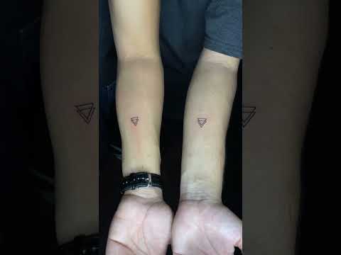 Minimal Couple Triangle Tattoo | Simple & Elegant Matching Tattoos #microtattoostudio  #tattoo