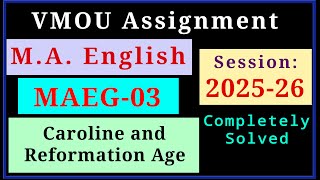 VMOU MAEG 03 Assignment July 2025 January 2026 VMOU MA English Assignment 2026 Previous Year Solved