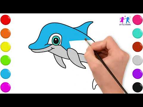 🎨 How to Draw & Color a Dolphin🐬 | Fun & Easy Art Tutorial for Kids!