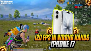 120FPS In Wrong Hands 🔥🔥 | iPhone 17 BGMI Gameplay | 3 Fingers + Gyroscope | Conqueror Lobby | BGMI