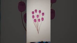 flower painting 💕easy drawing #satisfyart #trending #viral #art #shorts #drawing #brushpen #unique
