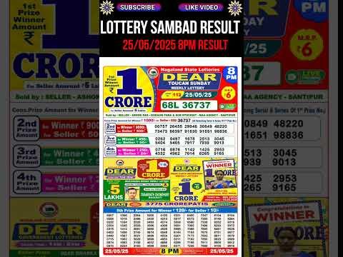 Nagaland State Dear Lottery Sambad Result Evening & Night 8PM Result 25.05.2025