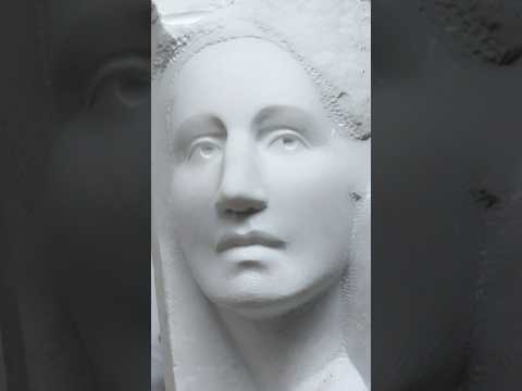 Sculpture of a young woman in white Carrara marble. #carraramarble #stonecarving #sculpture